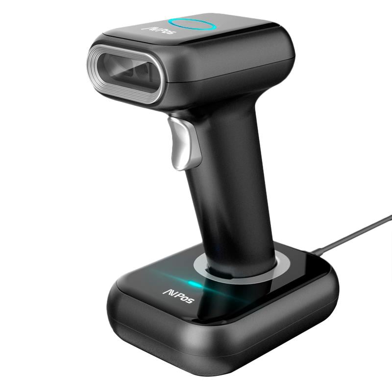 Lector de códigos de barras AvPos 1D 2D BT44 BLUETOOTH + BASE 1 lector avpos codigo de barras 1d 2d bt44 inalambrico 24ghz 60 mts base